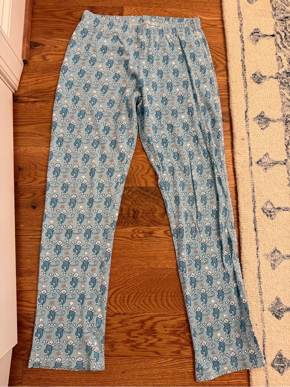 Roller Rabbit Womens Blue Star Monkey Pajama Pants Size Small Pima Cotton